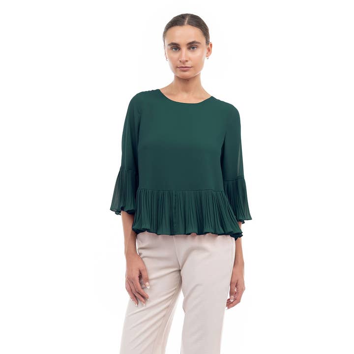 Naked Zebra – Engroshandel Bluse - Dame – Bluse med 3/4 ærmer og plisseringer6