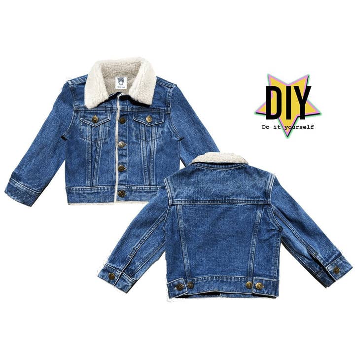 DIY-Jeansjacke aus Shearling für Kinder mit einfachem Namen, schwarz-weißer Aufnäher für den Großhandel von PATCHYTIGER