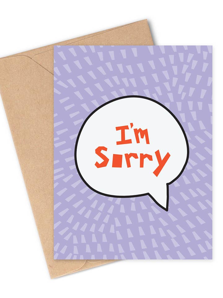 I'M SORRY QUOTE BUBBLE Greeting Card for wholesale by Two Brides Presents