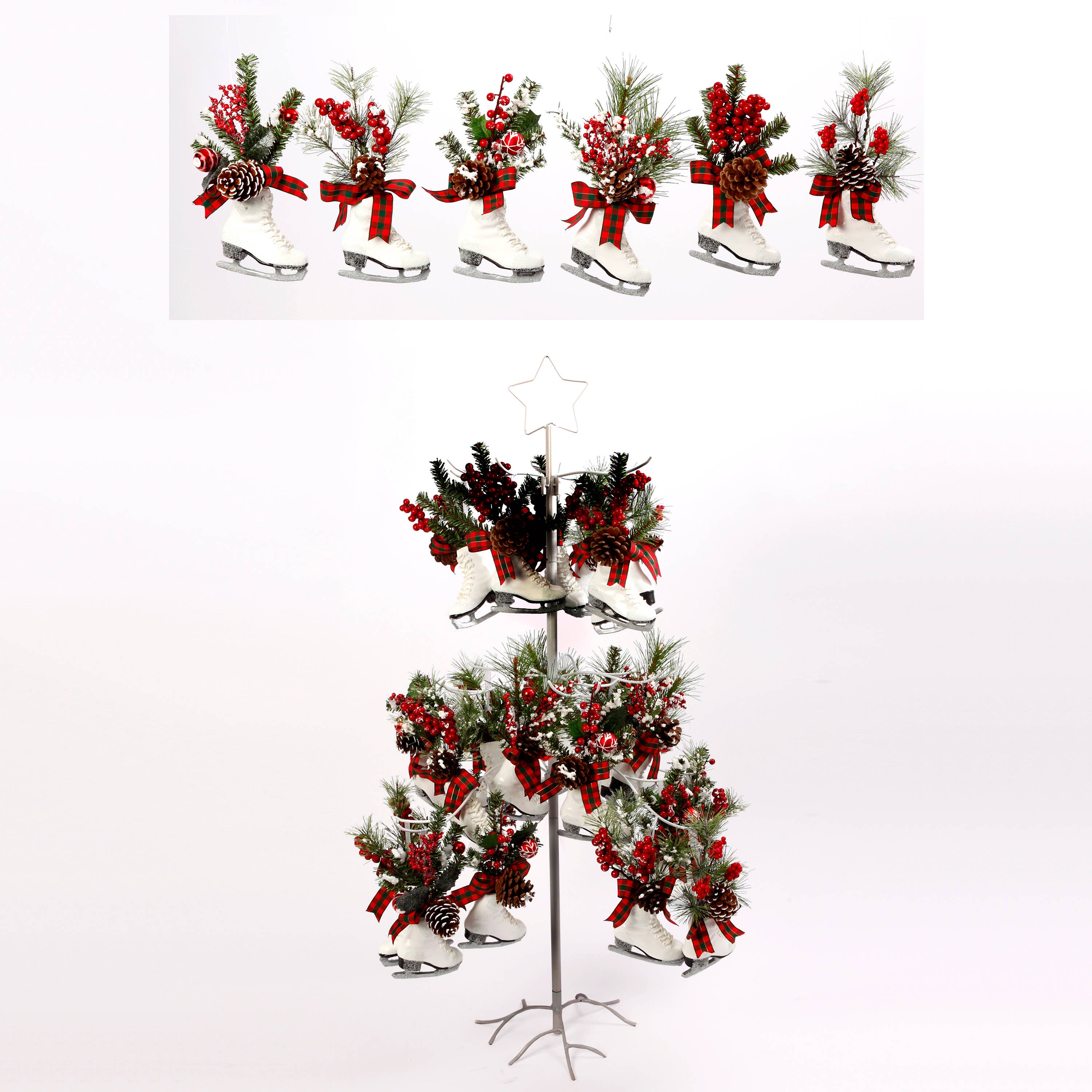 The Gerson Companies - Wholesale Christmas Decoration - Promos 9"H Holiday Skate w/ PVC Accent and 43"H Metal Displa2