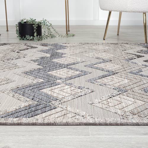 Light Blue Ivory Eastgate Chevron PET Yarn Indoor/Outdoor Area Rug for wholesale on Faire3