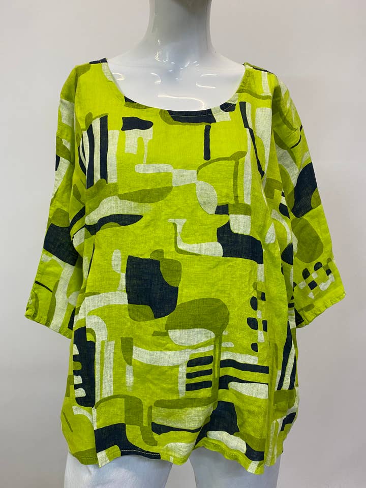 ORNELLA PARIS - Wholesale Blouse - Women's - Printed linen top LEL-T3811L