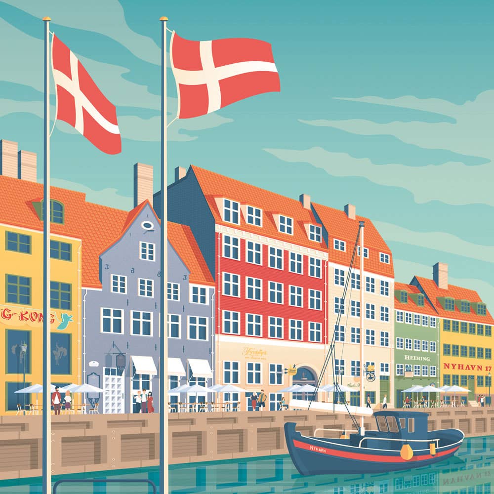 Olahoop Travel Posters - Wholesale Poster - Copenhagen Nyhavn - Denmark travel poster3