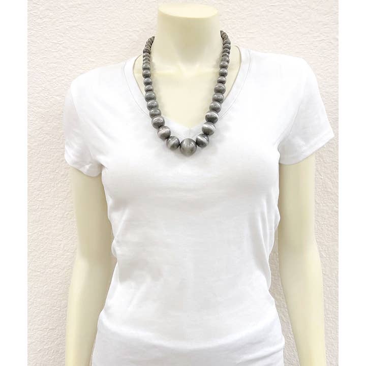 ISAC Trading Inc - Wholesale Beaded/Pearl Necklace - 739190, 24-inch Very-Big Graduated Navajo Bead Necklace
