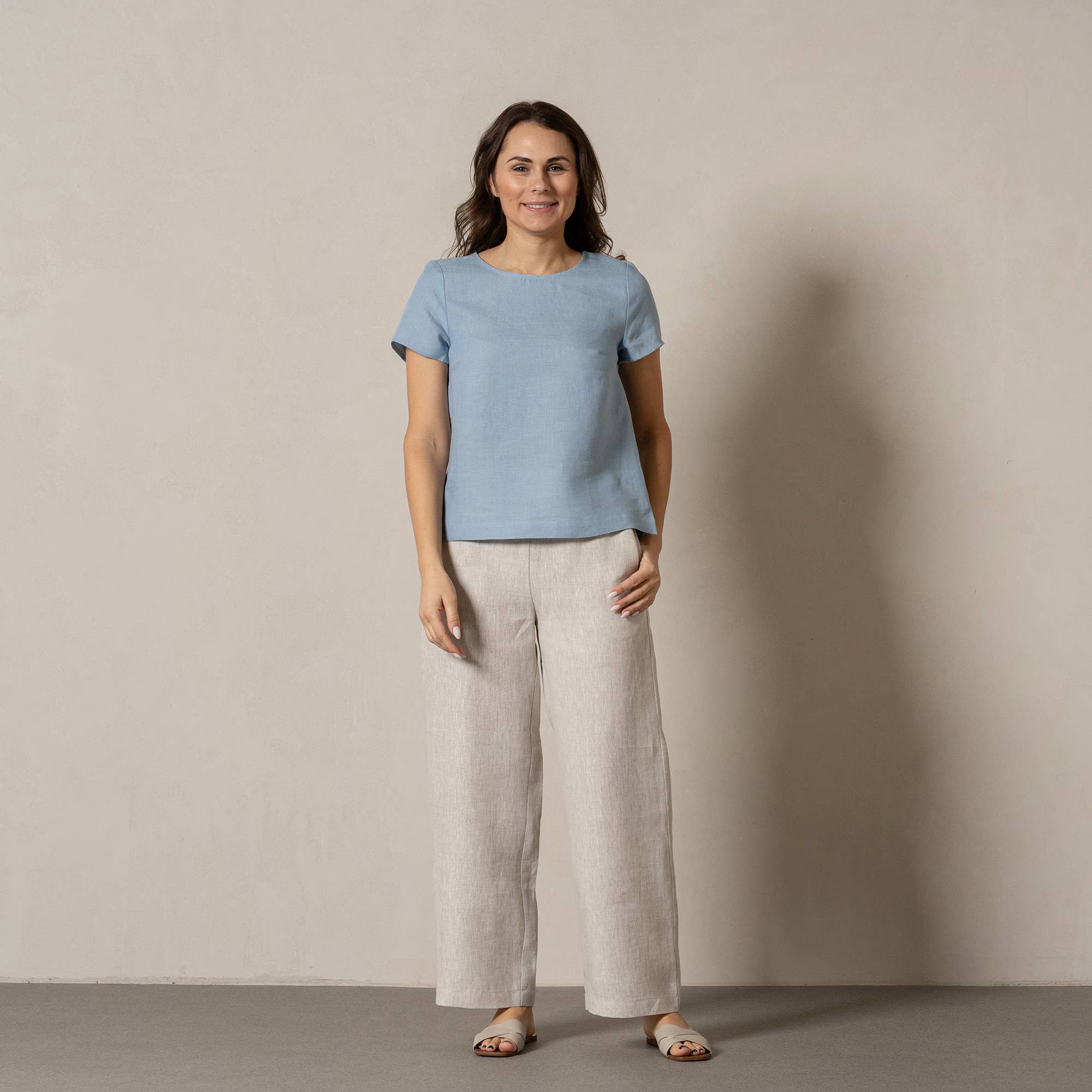 menique - Wholesale T-shirt (Zonder tekening) - Dames - Linnen shirt met korte mouwen Emma - casual klassiek linnen t-shirt10