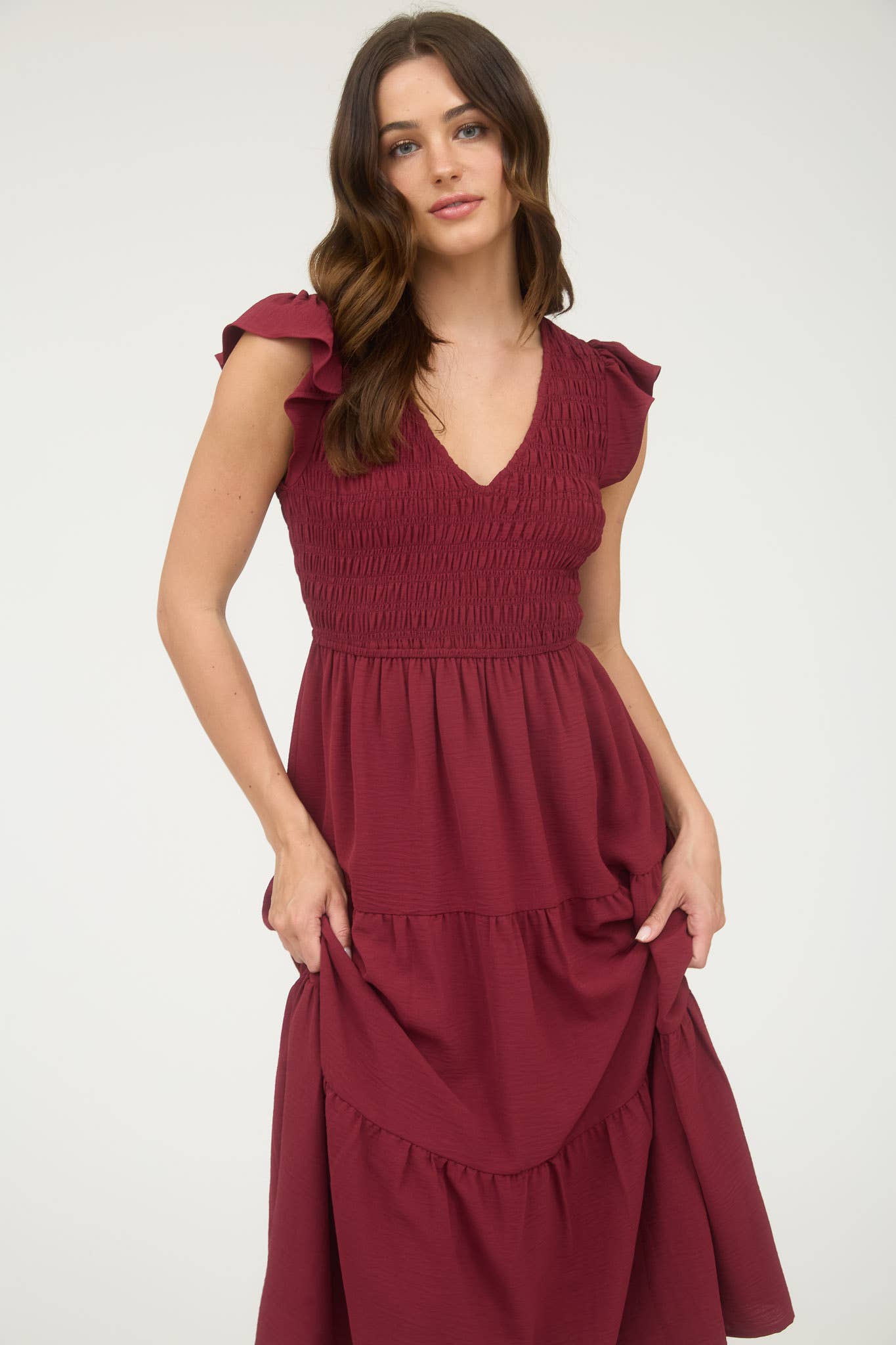 MINE - Wholesale Dress - Women's - FLUTTER SLEEVE MAXI DRESS34