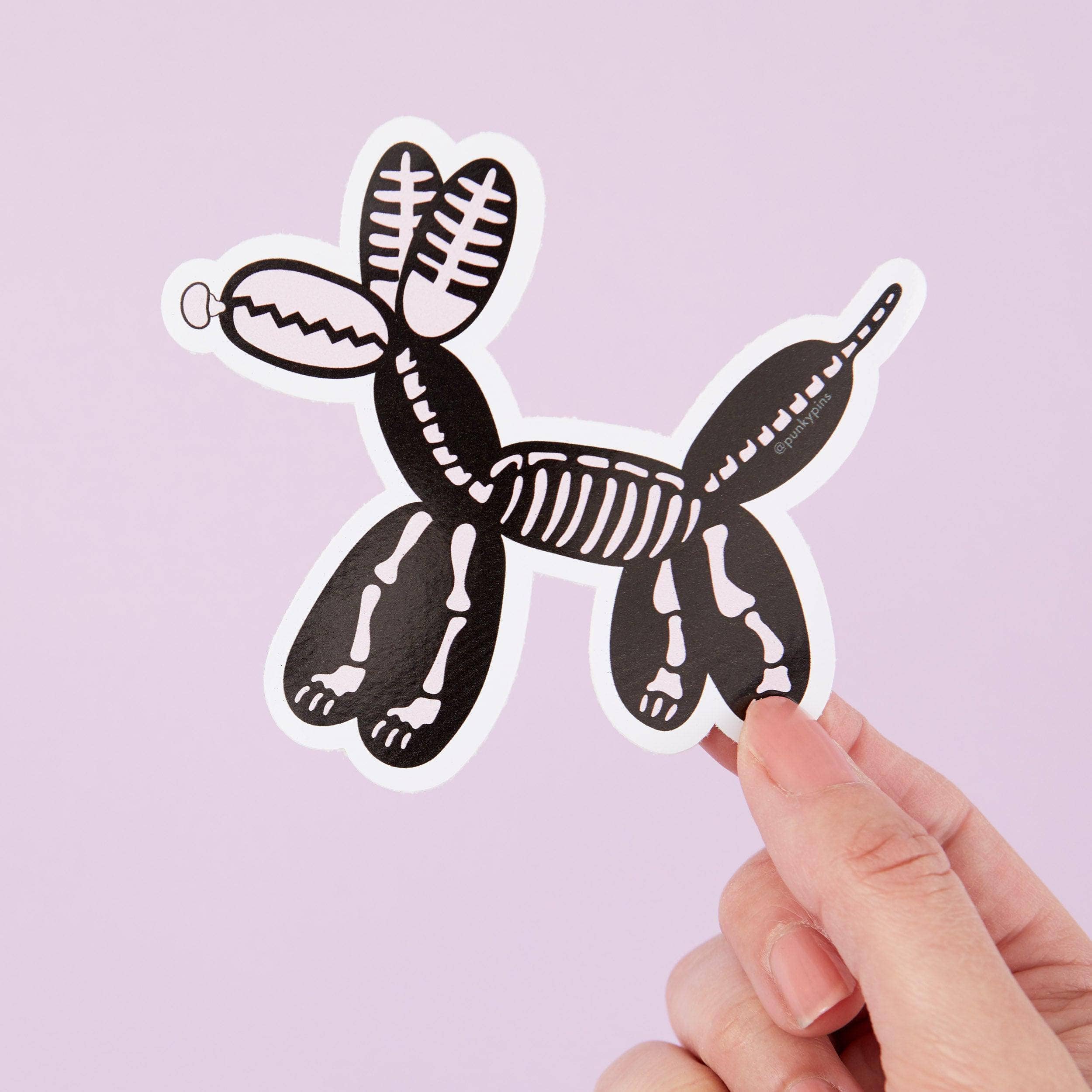 Punky Pins – wholesale Sticker – Skeleton Balloon Dog Vinyl Sticker0