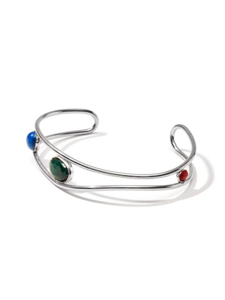 Contoured Three Gemstone Bracelet for wholesale by Nectar Nectar New York