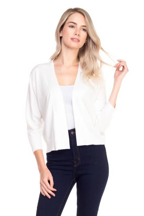 Newself Collection - Vente Cardigan – femme - Cardigan basique manches 3/4 ouvert devant léger9