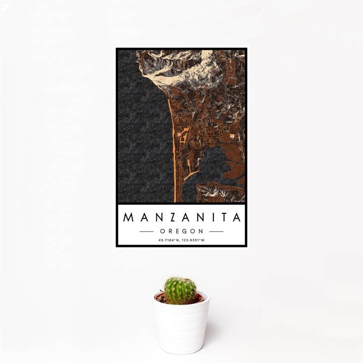 Manzanita OR Map Print Ember for wholesale by JACE.design