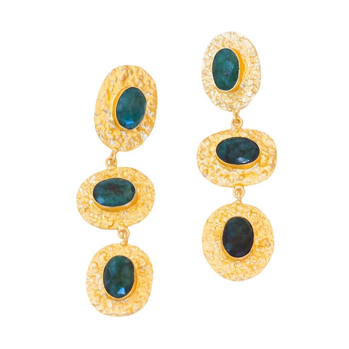 Vida 3-lags øreringe (Smaragd) Statement øreringe for engroshandel hos Gemajesty Jewellery