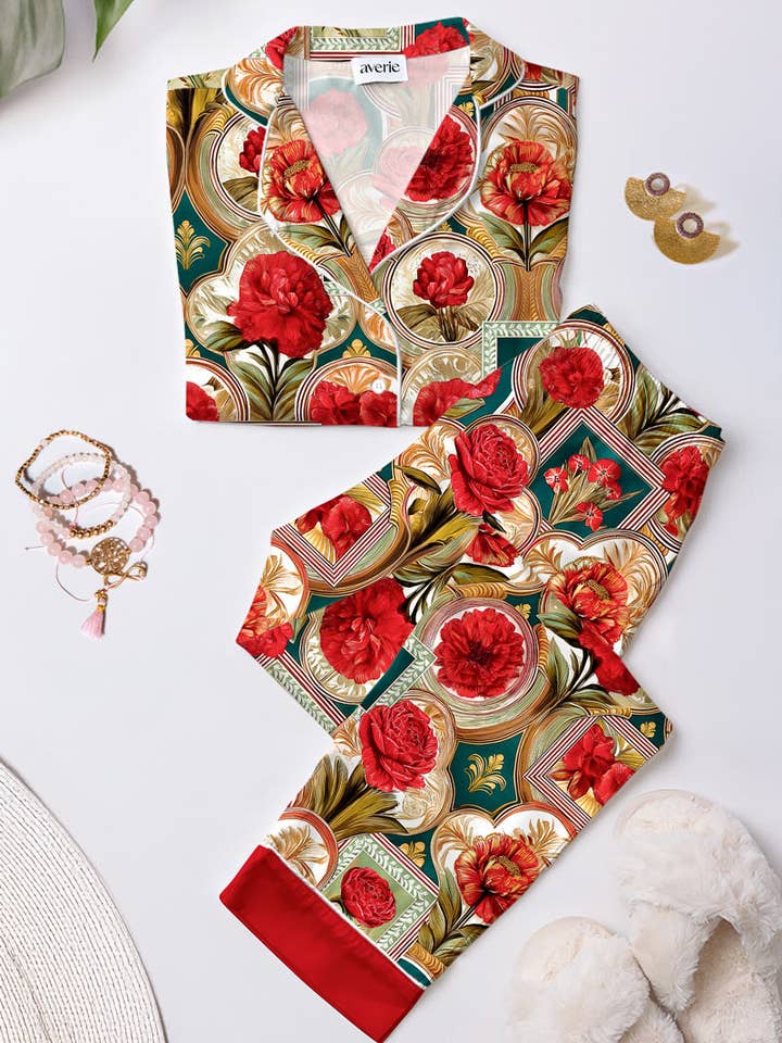 Red Rose Print Aubree Two-Piece Set for wholesale on Faire2