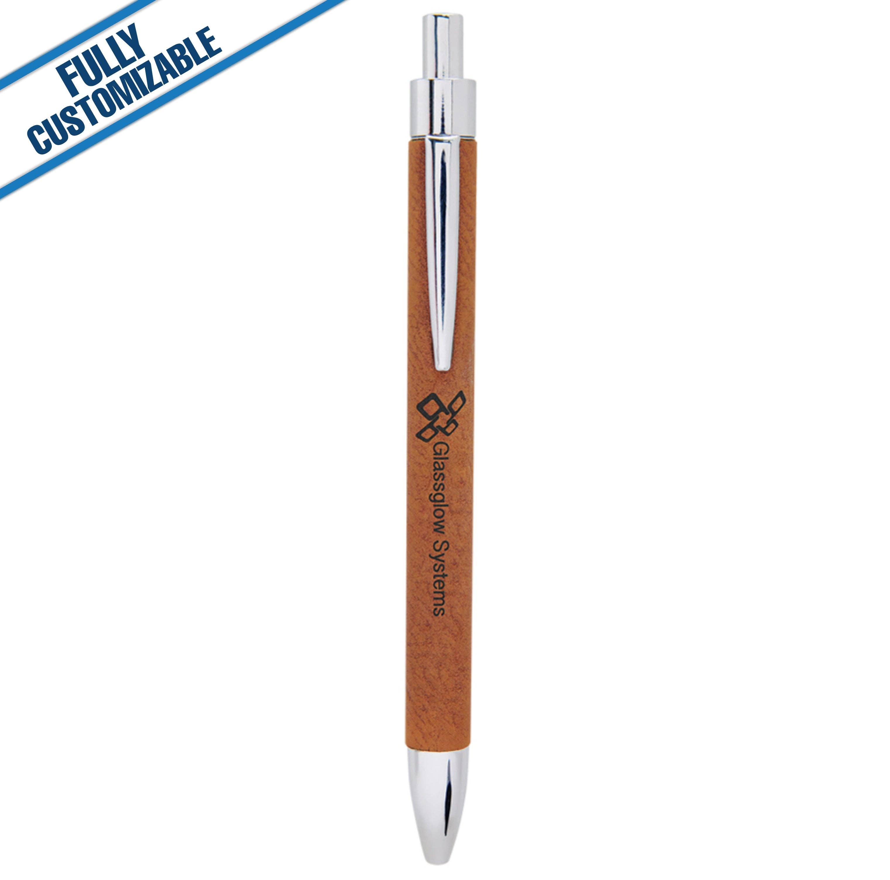 GiftWorksPlus - Vente Stylos - Stylo en similicuir gravé - Entièrement personnalisable1