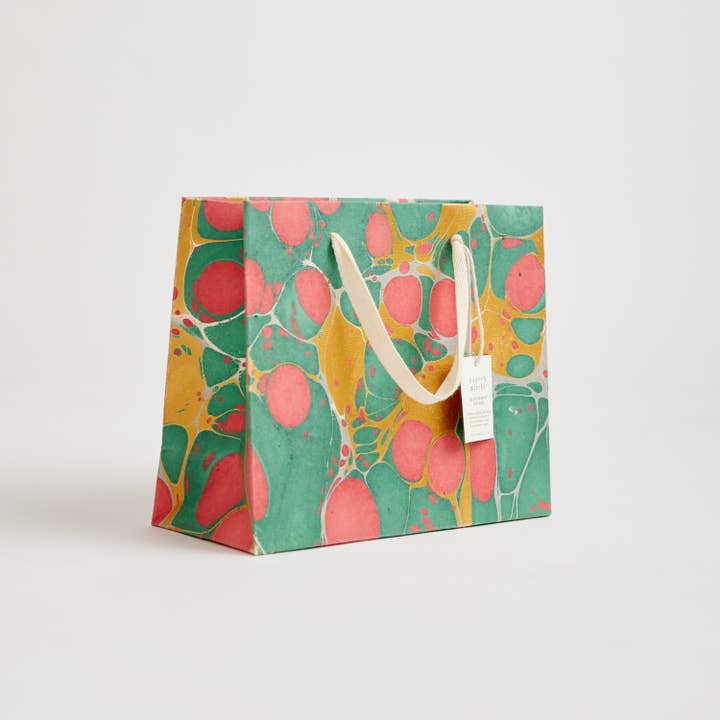 Paper Mirchi - Wholesale Gift Bag - Hand Marbled Gift Bags (Medium) - Christmas Glitz