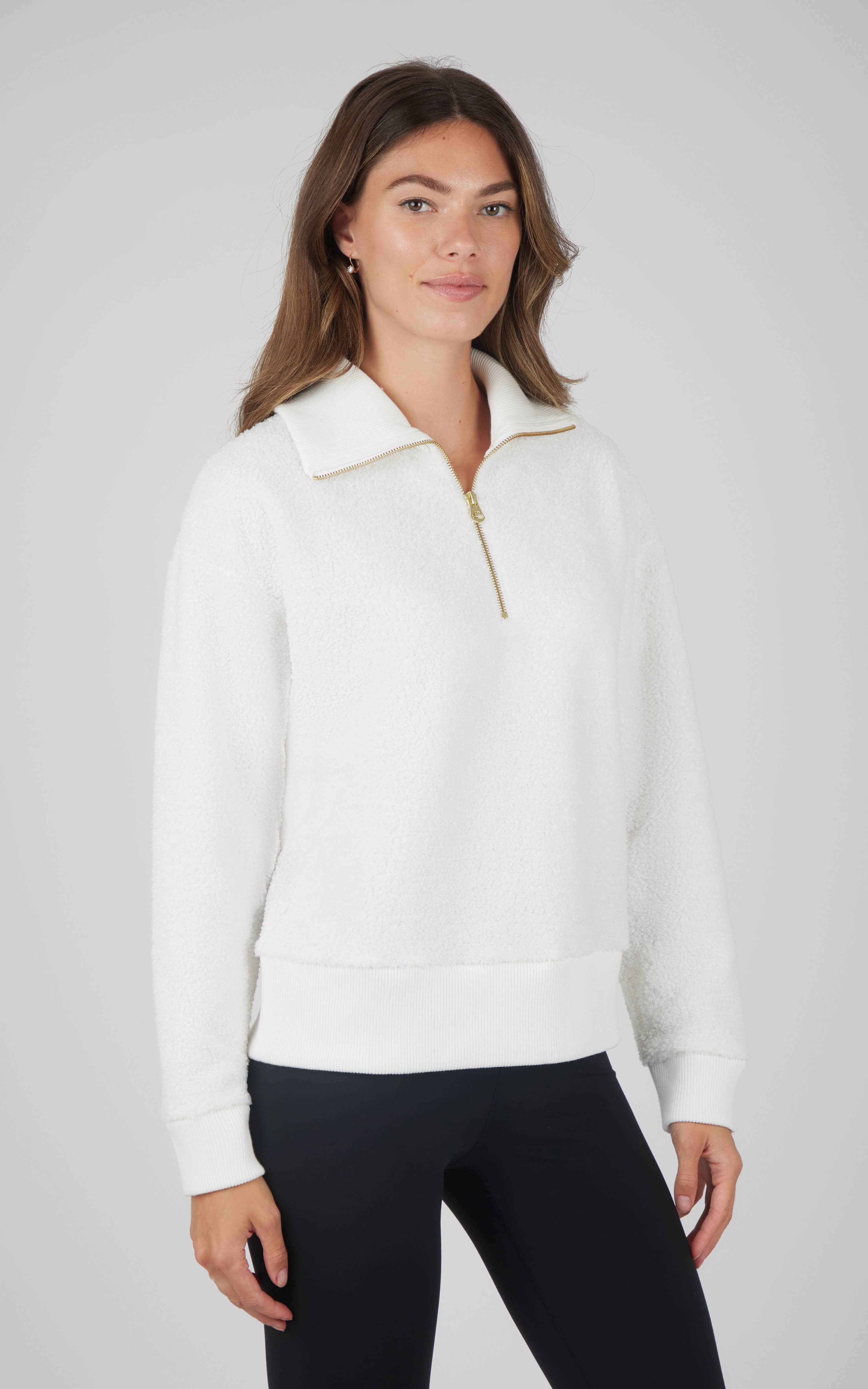90 Degree by Reflex & Yogalicious - Wholesale Sweatshirt - Women's - Women's Cozy Sherpa Half Zip Pullover Sweatshirt4