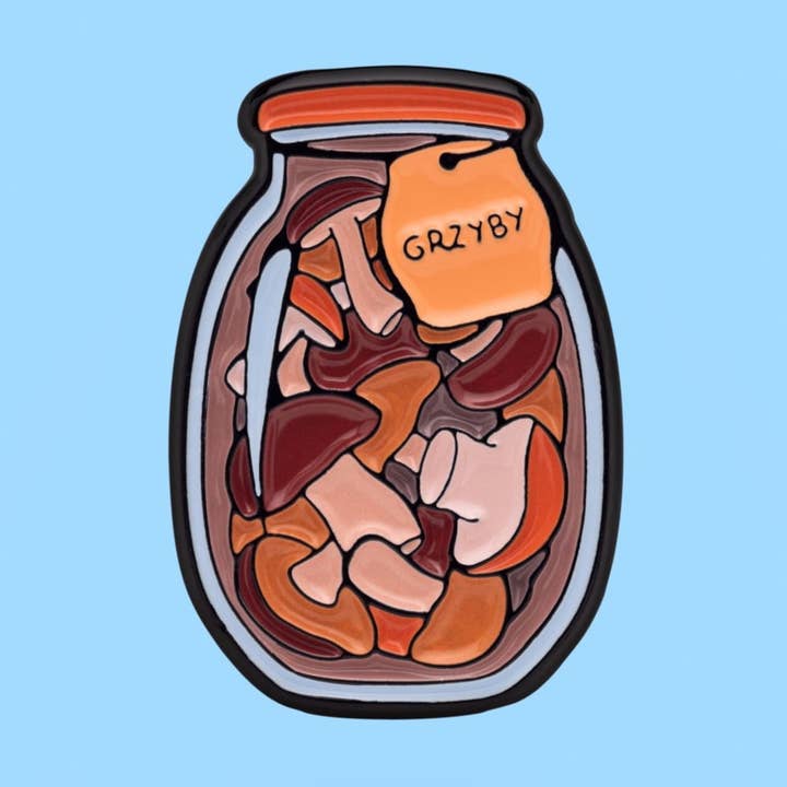 Mushrooms pin - mushrooms in a can - enamel pin - cute gift for wholesale by Paw Generation