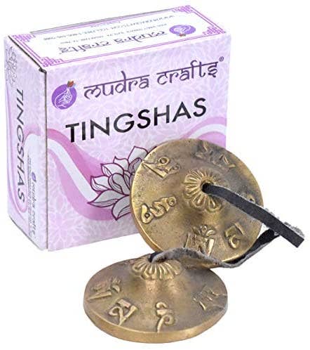 Mandala Crafts - Wholesale Meditation Supplies - Meditation Bell - Tingsha Cymbals with Straps - Meditation Chime Tibetan Bell for Healing Yoga Meditation in a Box by Mudra Crafts, Tibet Mantra3