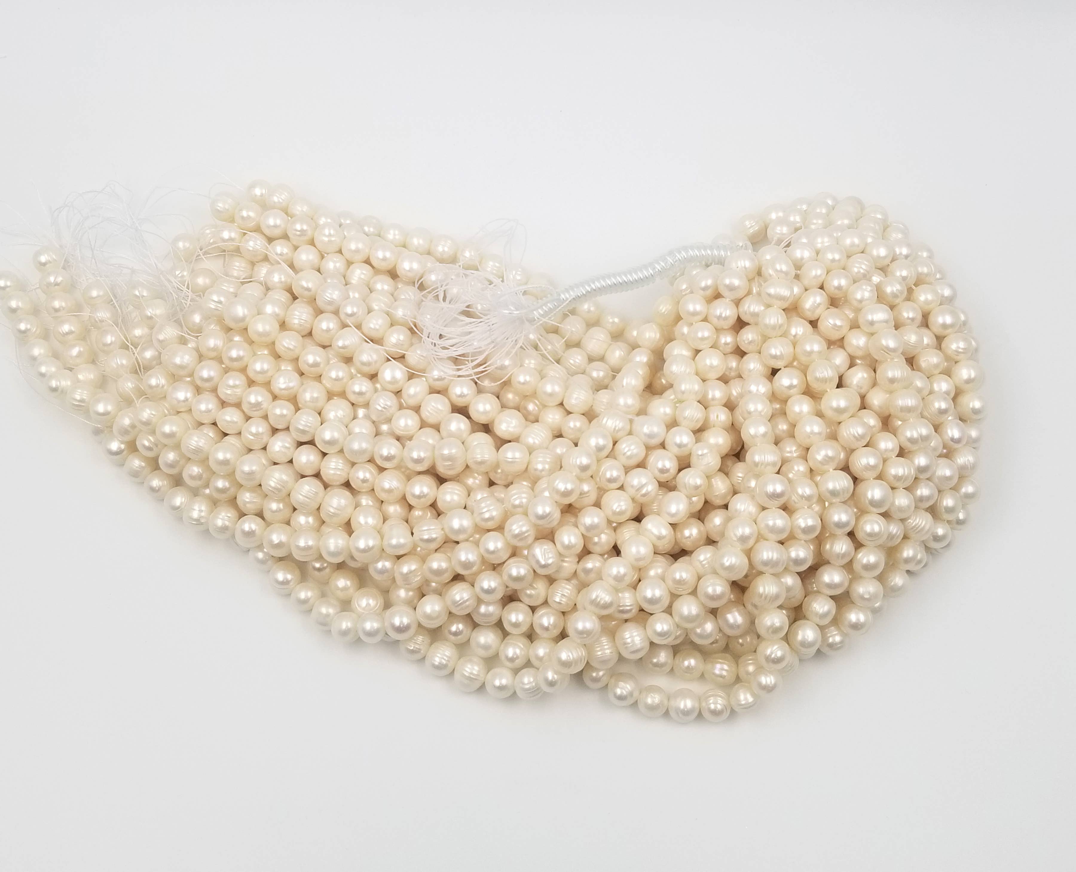 Beads Creation - Vente Perle - Perles de culture d'eau douce blanches en forme de pépite, centrées PRP36616