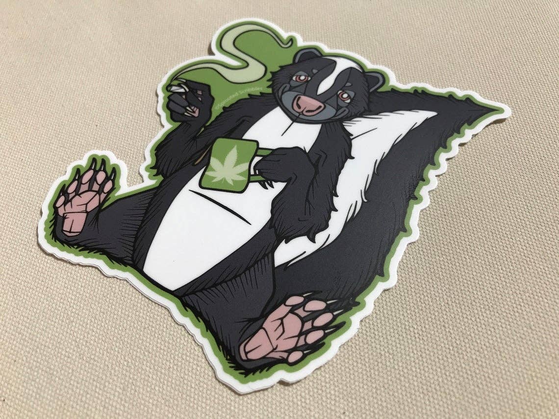 Sprouted Scribbles - Wholesale Sticker - Stoner Skunk Sticker | Waterproof Vinyl Decal | Coffee4