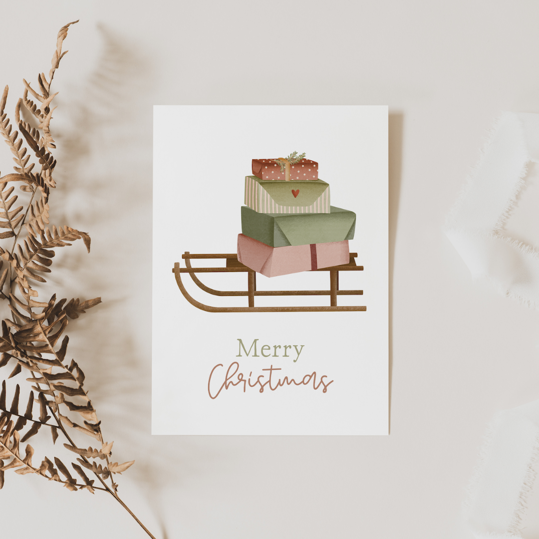 Tilda&Theo - Wholesale Christmas Card - Christmas card sleigh gifts - Christmas postcard4
