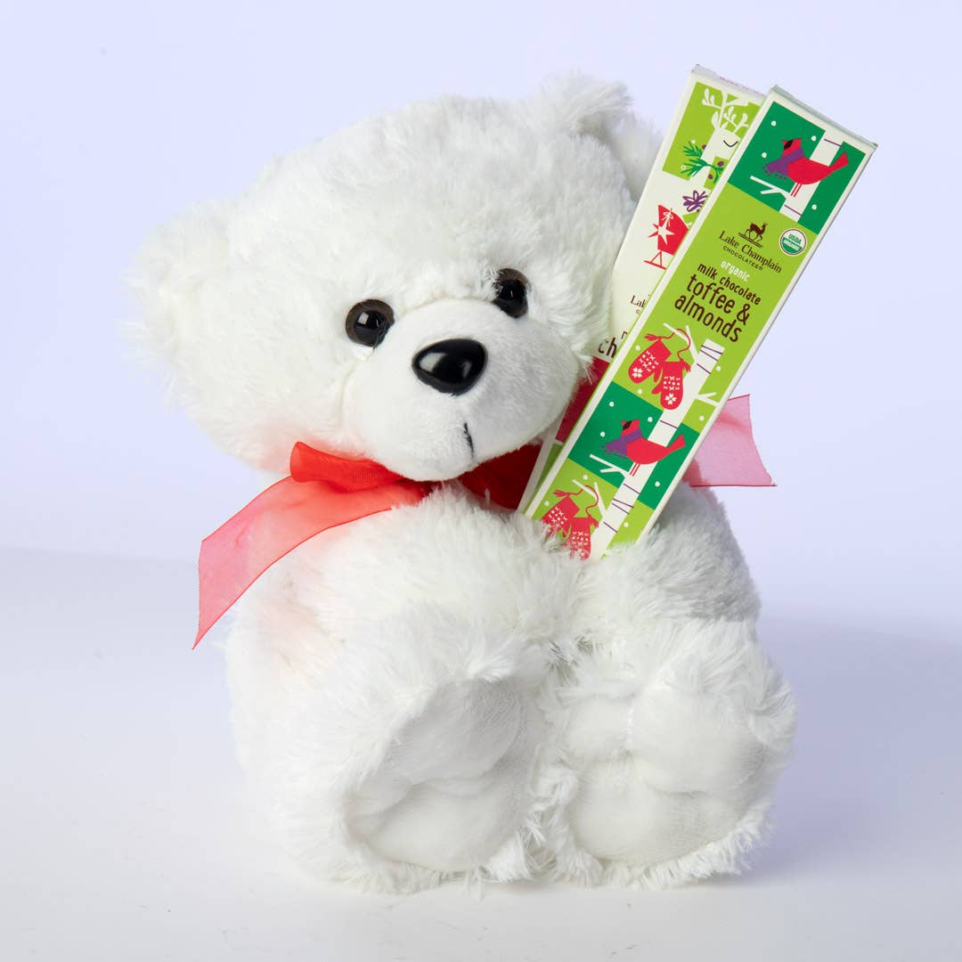 Willow Group - Wholesale Stuffed/Plush Toy - Kids & Baby - White Bear Plush w/ Red Bow for Gift Baskets2
