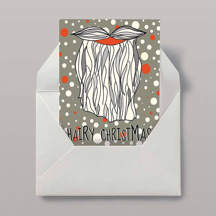 "Buon Natale Peloso" - Grigio - Biglietto di Natale A6 per la vendita all'ingrosso da parte di Kiki Gunn
