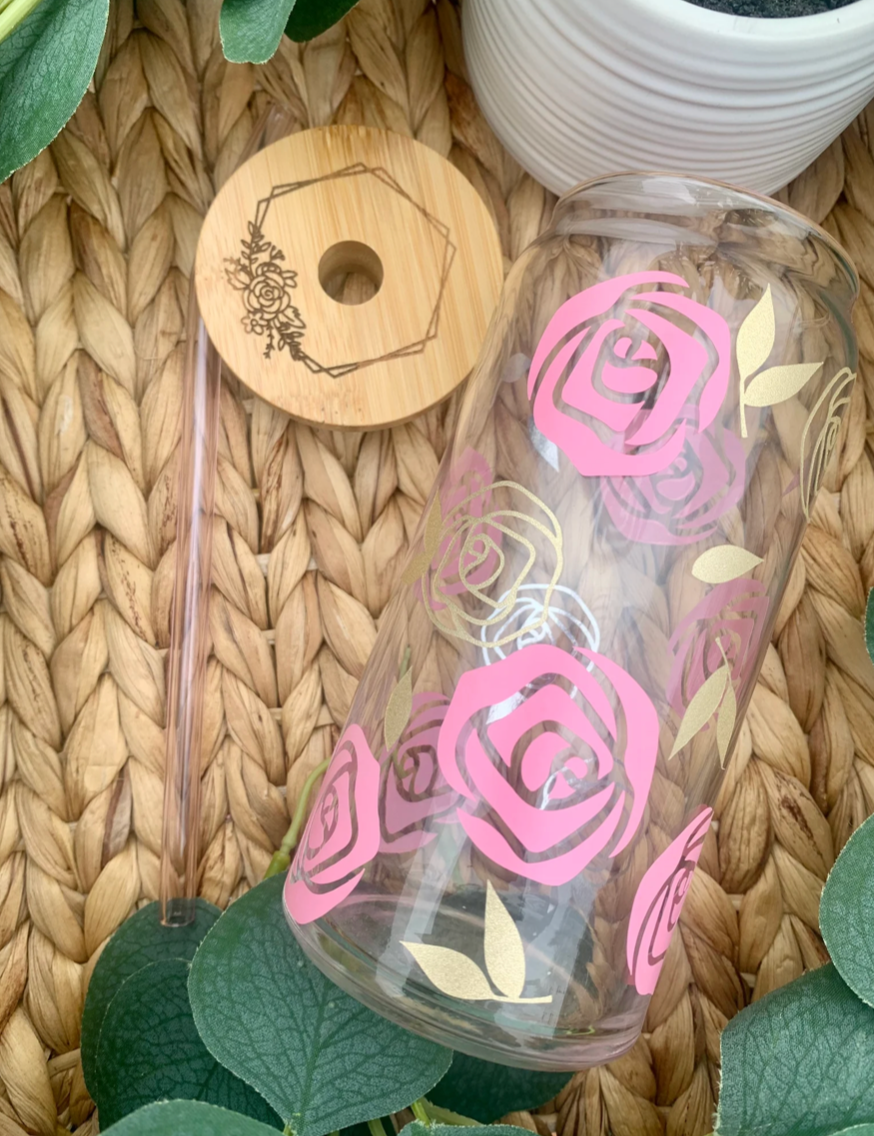 Bonita Bella Creations - Wholesale Drinking Glass/Cup - Rose Beer Can Glass, Libbey Glass, 16oz or 20oz4