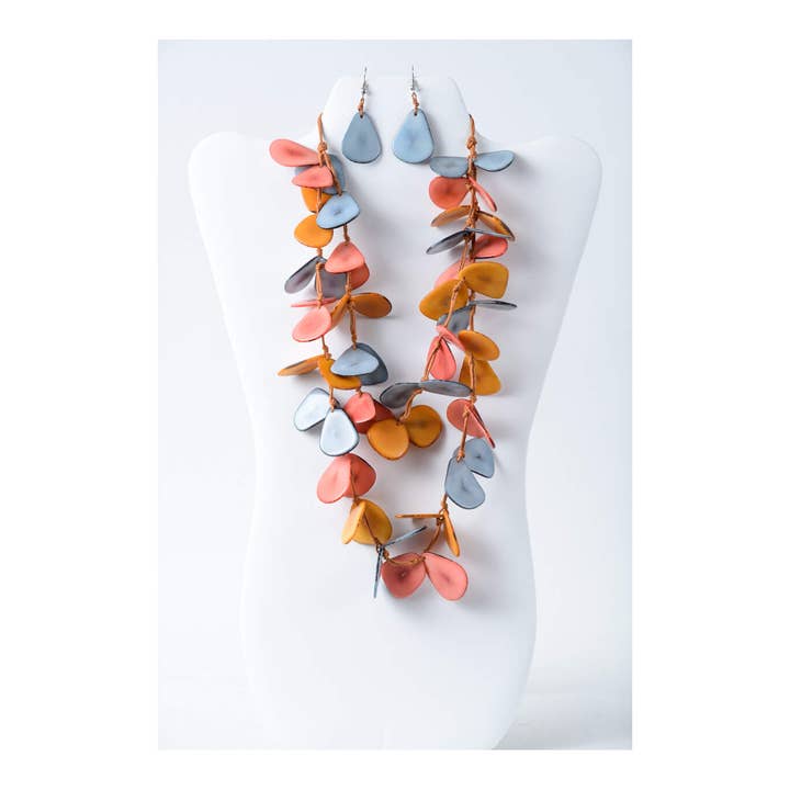 Conjunto de Colares Longo Tagua Pétala Nola por atacado de TaguArtsy