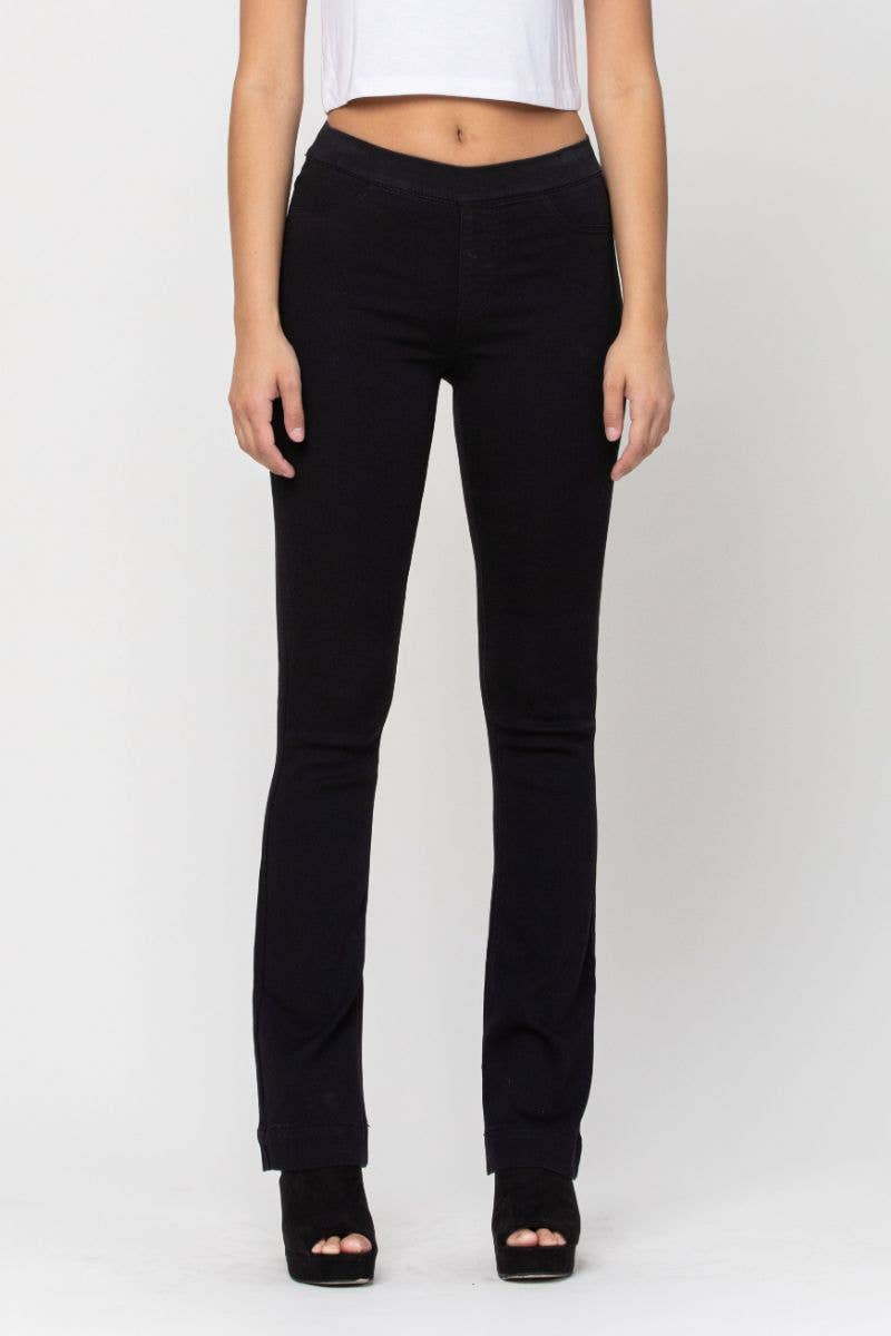 Cello Jeans - Wholesale Pants - Women's - Black Mid Rise Flare Jegging pull on [AB35173]1