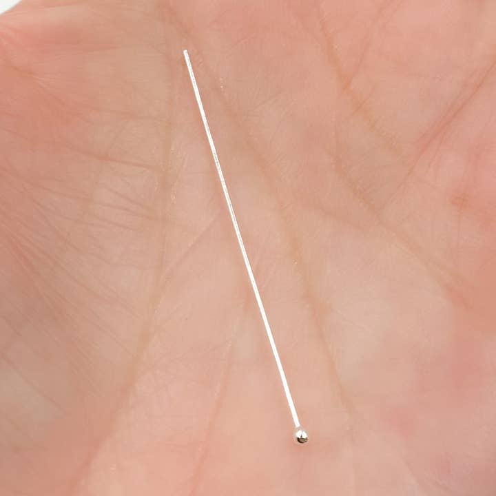 HPB2. 24 Gauge White Sterling Silver Ball 1.5 Inch Headpin for wholesale by Jewels & Chains