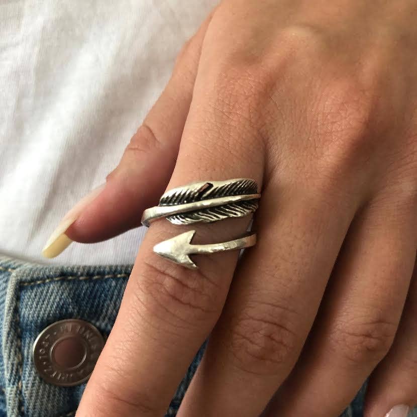 Volare - Wholesale Band/Stacked Ring - Feather Wrap Open-Band Ring0