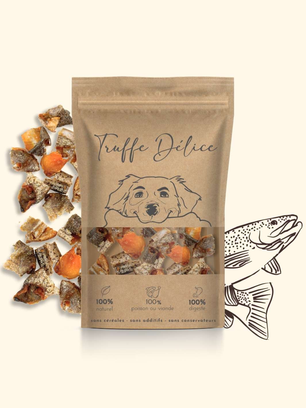 Truffe Délice – wholesale Pet treats – Dog – Pieces of trout with tender flesh0
