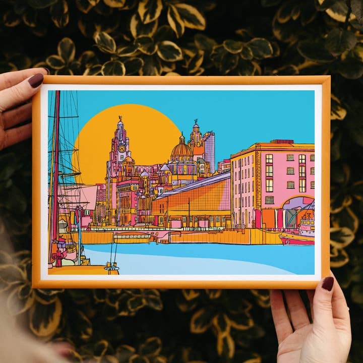 Freya Niamh – wholesale Konsttryck – Blå Liverpool konsttryck, konst med resetema0