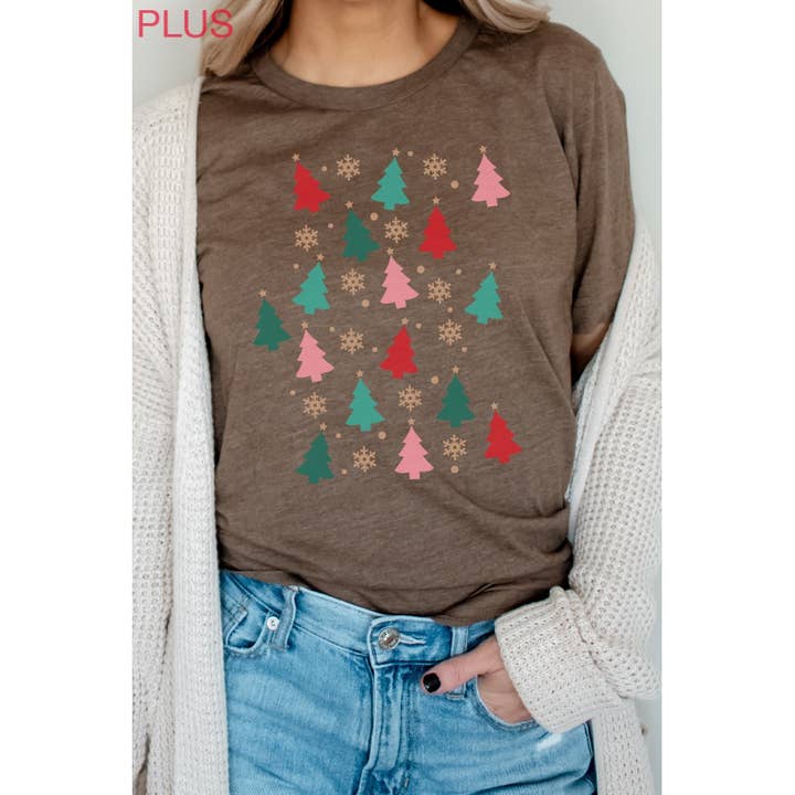 Kissed Apparel - Wholesale Screen printed t-shirt – Women′s - Christmas Tree Snowflake Sprinkle PLUS Graphic Tee6