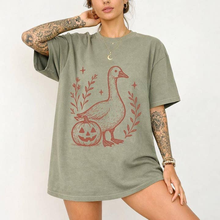 Colores Cómodos - Camiseta Gráfica de Halloween con Calabaza de Ganso para venta al por mayor de Printliss