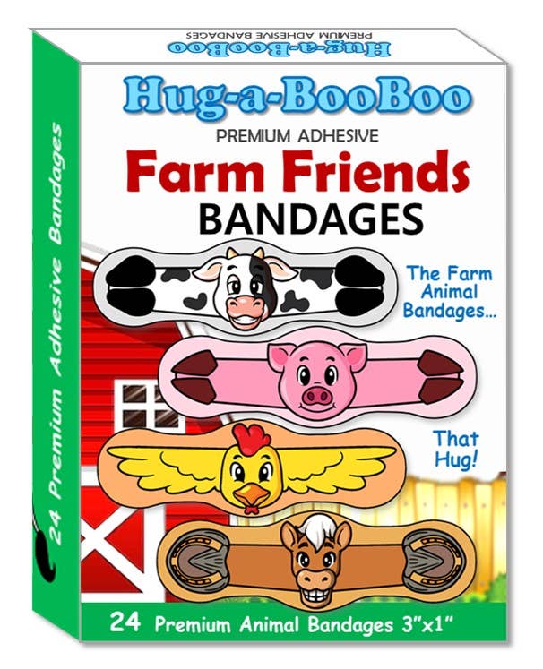 Hug-a-BooBoo - Wholesale Plasters/bandages – Kids & Baby - Friendly Farm Animal Hugging Bandages - 24ct Box