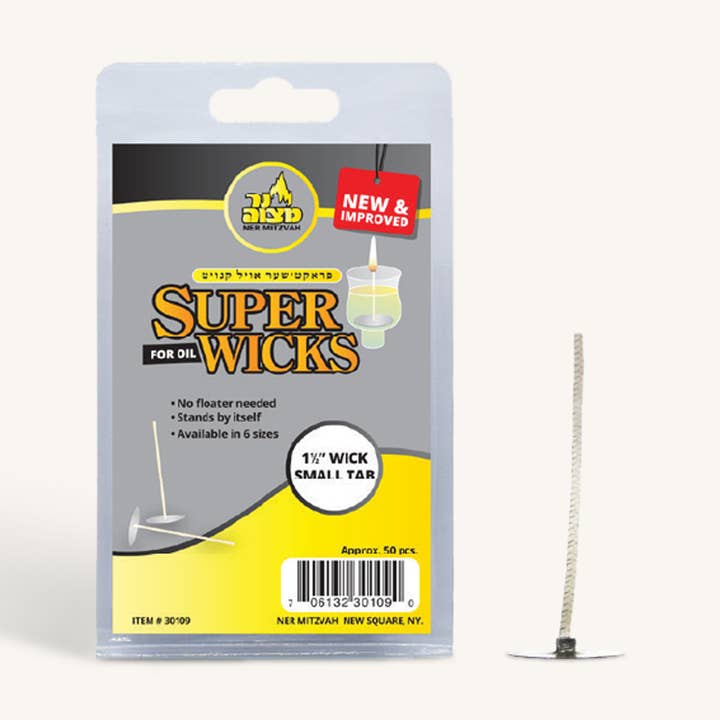 Super Wicks Docht mit kleinem Laschen, 3,8 cm, 50 Stück für den Großhandel von Ner Mitzvah