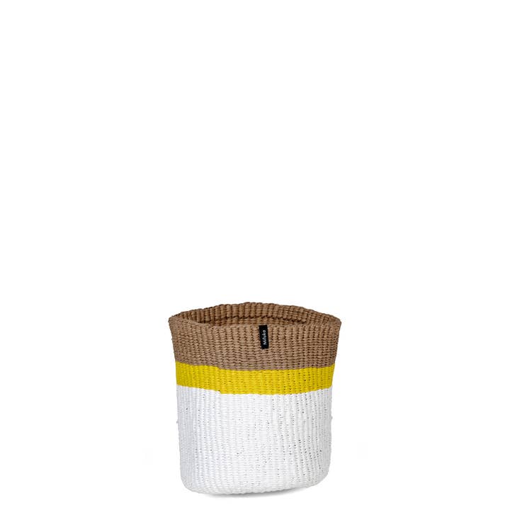 Kiondo basket | Top stripe yellow XS for wholesale by Mifuko