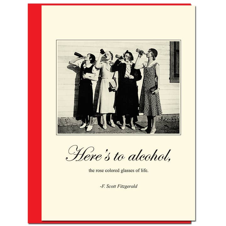 Heres to Alcohol Humor Card for wholesale by Bloodshot Press