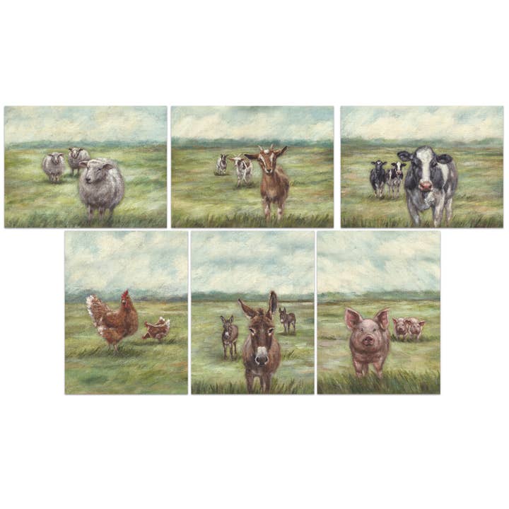 Farm Friends Note Card Set for wholesale by Primitives by Kathy