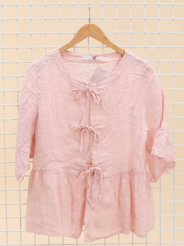 100% Linen Shirt with Knots REF 4602 for wholesale by LÉA & LUC