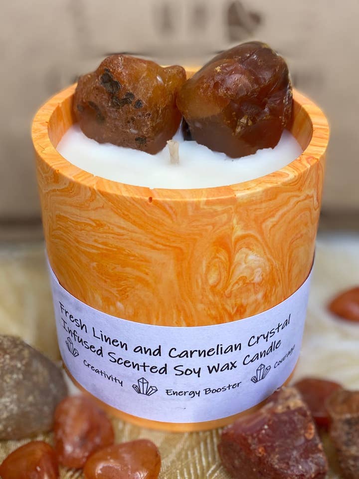 Carnelian / Linen Infused Soul Candle for wholesale by Lit Up, Ireland