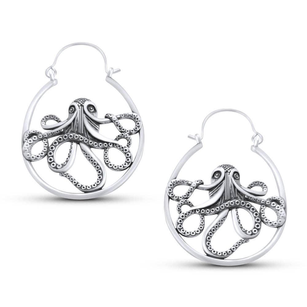 INNERPLANE - Wholesale Hoop Earrings - The Kraken Ocean Octopus Drop Earrings0