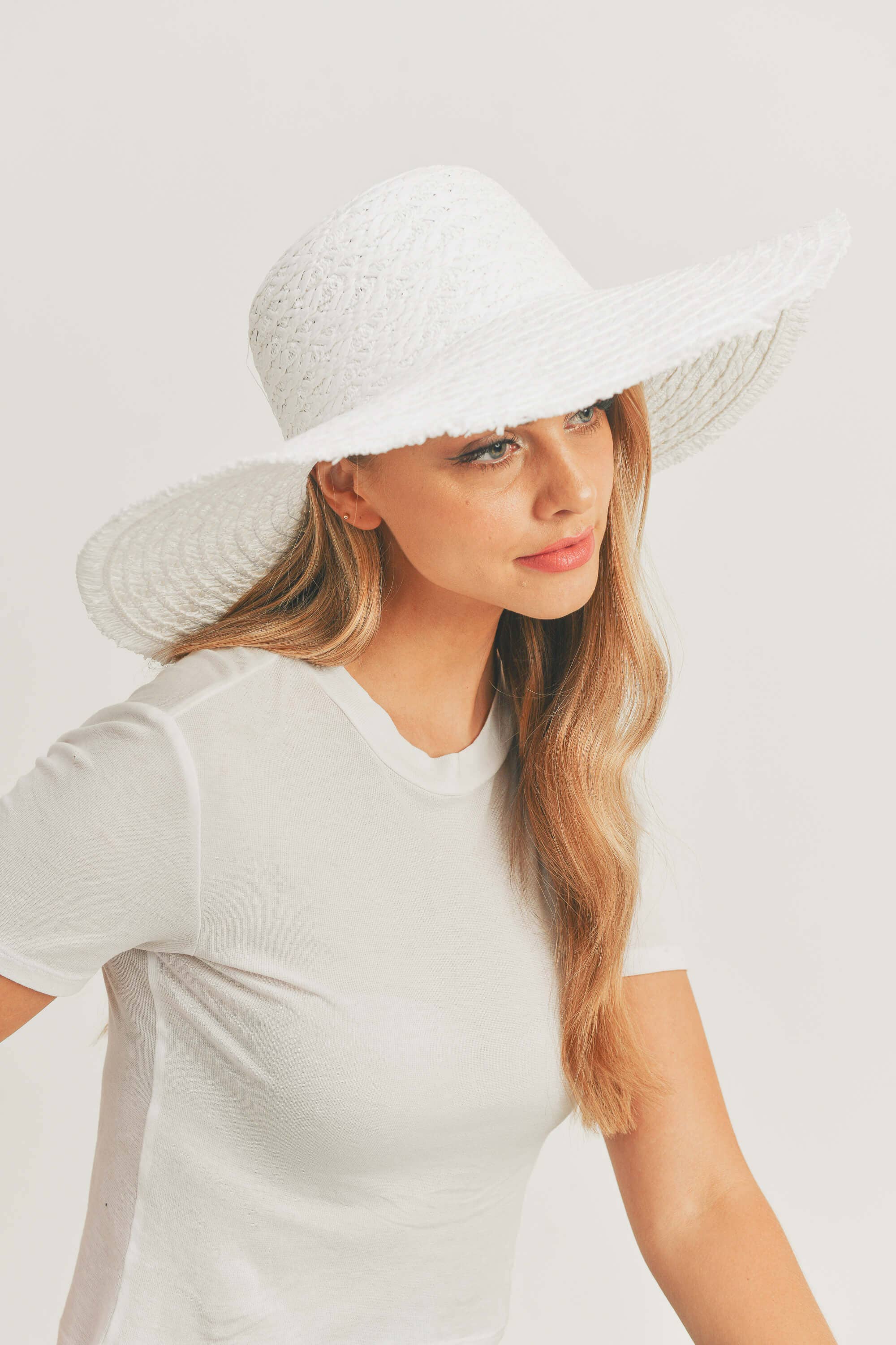 MiMi Wholesale - Wholesale Straw Hat - Women's - MH0095 Floppy Straw Sun Hat with Frayed Edges20