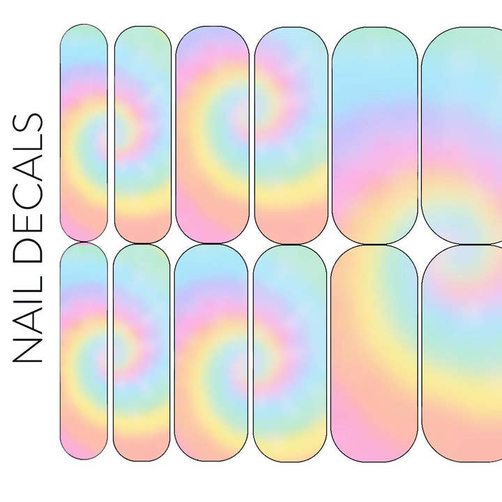 Adhesivos Tie Dye Pastel para venta al por mayor de DIPPY COW NAILS