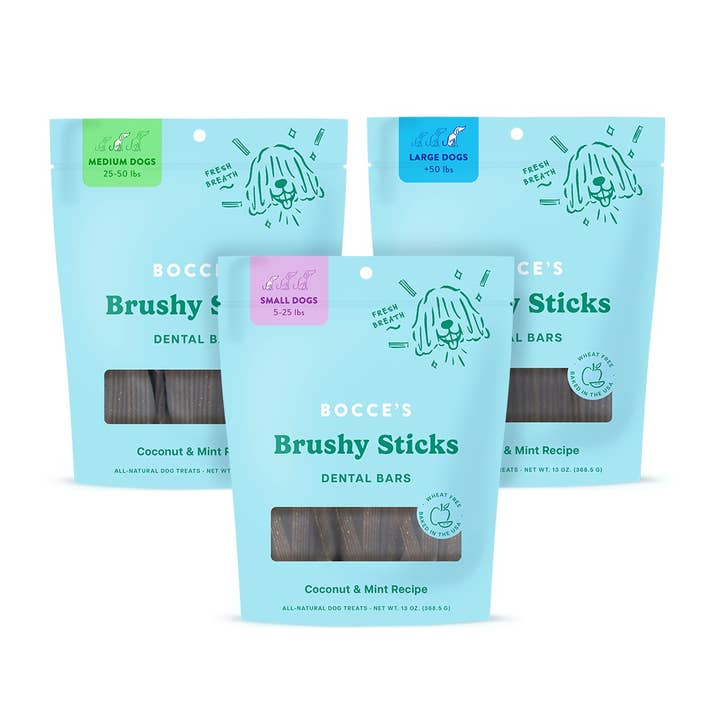 Pet Palette Distribution - Wholesale Pet Treats - Dog - Bocce's Bakery Dailies Brushy Sticks Dog Dental Treats 13oz