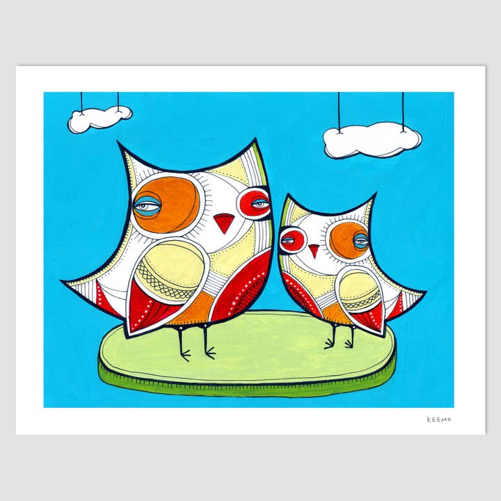 Owl Animal Print Modern Unique Fun Colorful Friends Wall Art for wholesale by Keemo Gallery