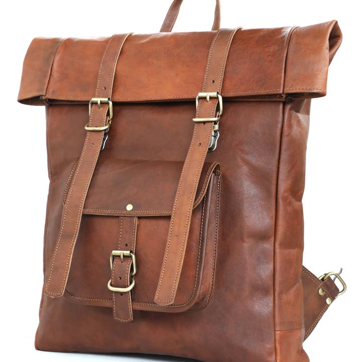 Handmade Brown Leather Rolling Backpack/ Daypack for Unisex. and other Purchase Wholesale rolling backpack. Free Returns & Net 60 Terms on Faire trending on Faire.