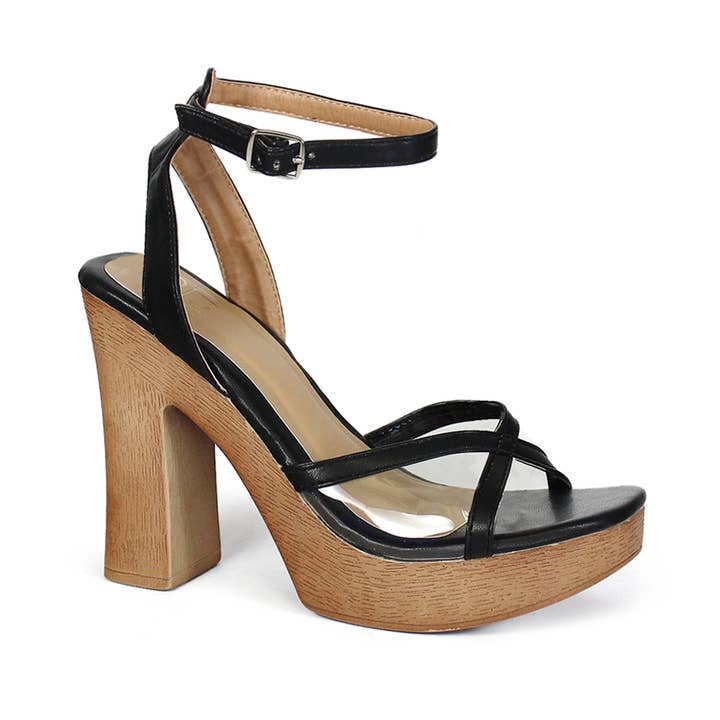 Yoki Fashion - Wholesale High Heels - Women's - SALE YOKI ARLESA-02 Women's Square Toe Wooden Chunky Heel