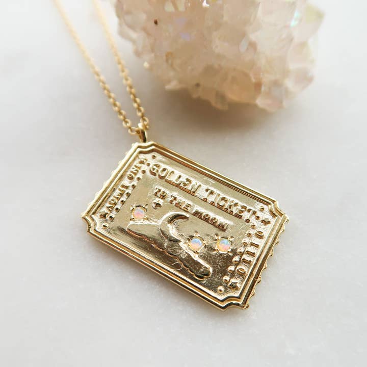 Bittersweet - Wholesale Pendant/Charm Necklace - Golden Ticket to the Moon Necklace7